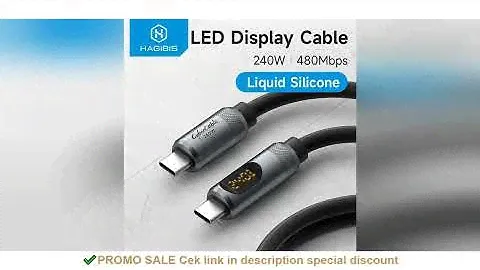 Hagibis USB C Cable with LED Display Type C to C Fast Charger Cable PD 240W Silicone Charging Cord f